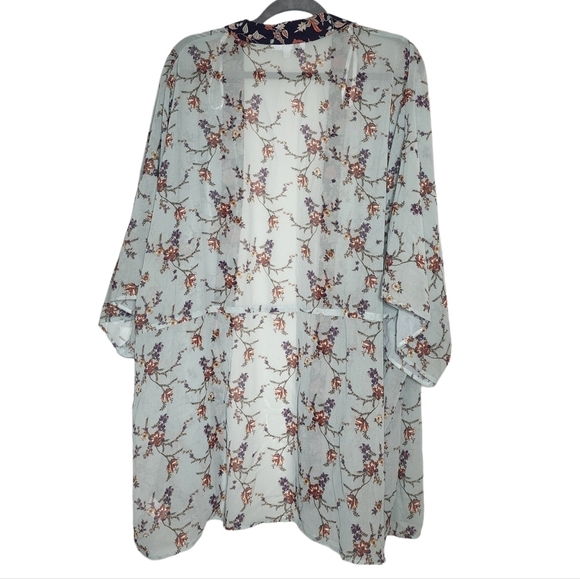 Daniel Rainn DR2 Tie Waist Chiffon Top Kimono Coverup Size 2X Floral - Picture 15 of 17